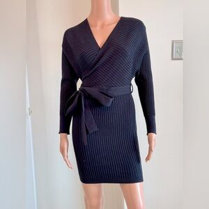 Windsor NWT Black Ribbed Sweater Mini Bodycon Dress Size Small